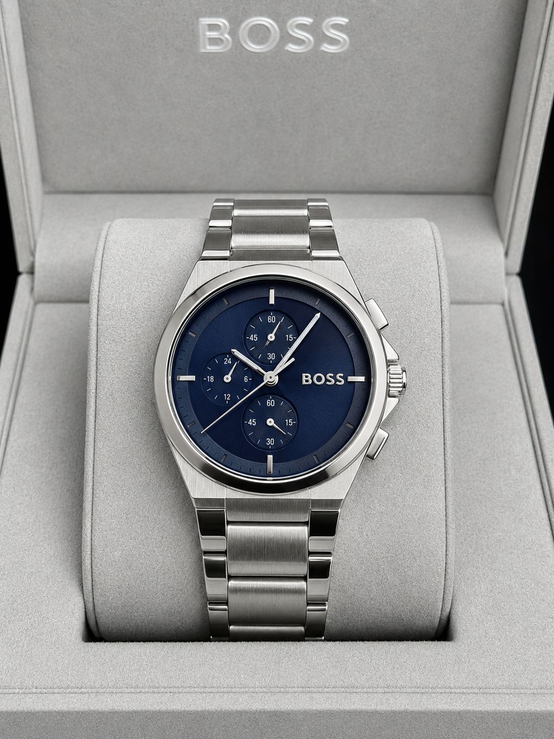 Hugo Boss Silver Chain Blue Dial Men's Watch